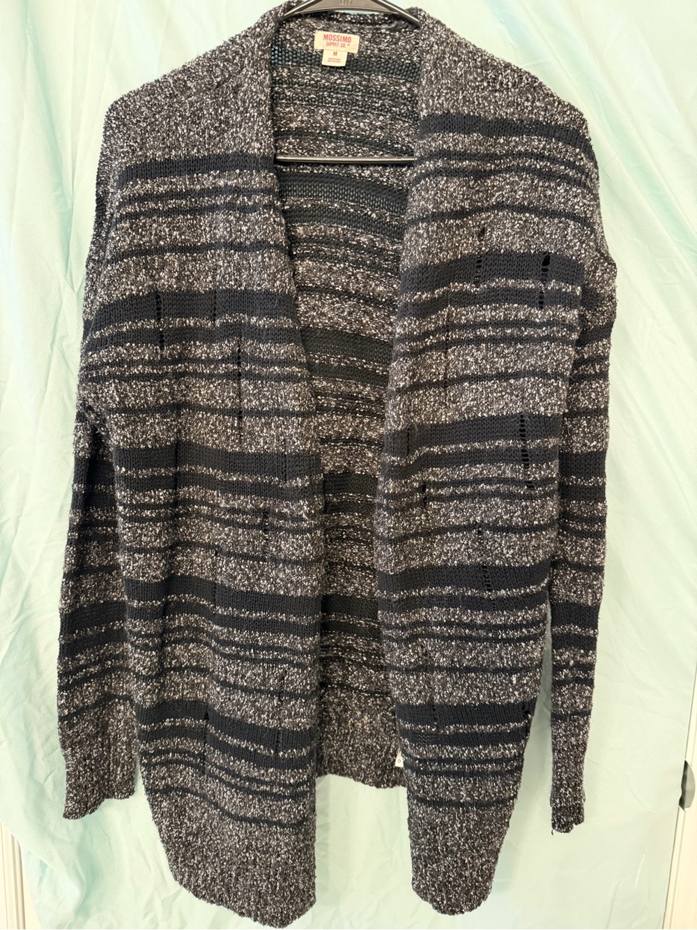 Mossimo Supply Co. Black and Gray Striped Open-Front Cardigan